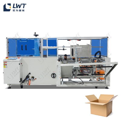 Leadworld End Of Line Packing Otomatis Bergelombang Otomatis Penuh Wine Tape Box Case Mantan Carton Erector Machine